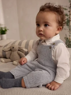 Next Gris/Blanc - Ensemble salopette et body bébé en coton tissé (0mois-3ans) Sale