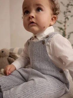 Next Gris/Blanc - Ensemble salopette et body bébé en coton tissé (0mois-3ans) Sale