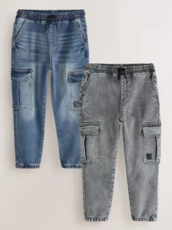 Next Gris/Bleu - Jean cargo avec taille élastiquée, lot de 2 (3-16ans) New