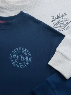 Next - Lot de 2 pyjamas en tissu à carreaux à manches longues (3-16ans) Gris/Bleu Discount