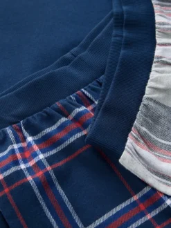 Next - Lot de 2 pyjamas en tissu à carreaux à manches longues (3-16ans) Gris/Bleu Discount