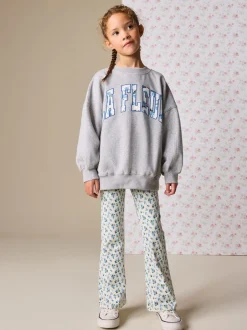 Next Gris/bleu à slogan fleuri - Ensemble Sweat-shirt et Leggings évasés (3-16ans) Best