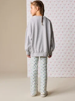 Next Gris/bleu à slogan fleuri - Ensemble Sweat-shirt et Leggings évasés (3-16ans) Best