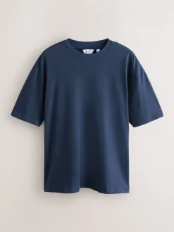 Next - Coupe ample - T-shirt épais 3 Pack Gris/bleu clair/bleu marine chiné Sale