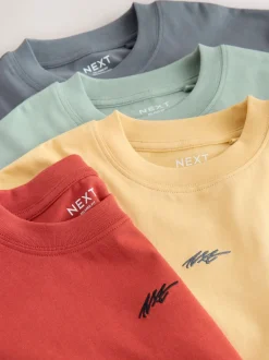 Next Gris/jaune/minéral/rouge - Lot de 4 T-shirts à Manches courtes avec Logo Graphique sur la Poitrine (3-16ans) Clearance