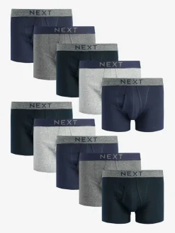 Next Gris/Marine - Lot de 10 - A-Front Pure 100% Coton Boxer Hot