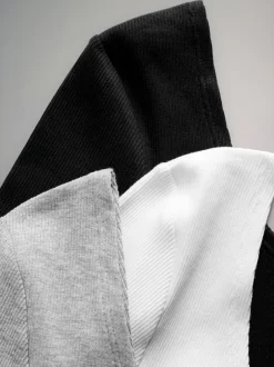 The Set Gris/noir/blanc - 3{Lot Manches longues nervurées Body Sale