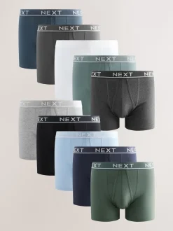 Next - Coupe standard - Caleçon A-Front 10 Pack Gris/Vert de base Sale
