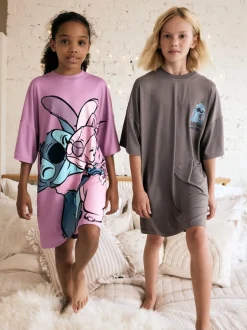 Next Gris/Violet - Lilo & Stitch Nighties 2 Pack (3-14ans) Sale