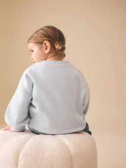 Next - Sweat à col ras du cou (3mths-7yrs) Happy Moments bleu clair Outlet