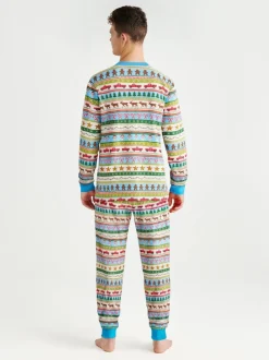 Hatley pyjama en coton côtelé de Noël bleu Fun Fair Isle pour homme Sale