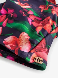 B by Ted Baker Haut de bikini bandeau bleu marine Fleuri et dos nu New