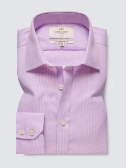 Hawes & Curtis Chemises étroites en dent de chien sans fer 100% coton Violet Sale