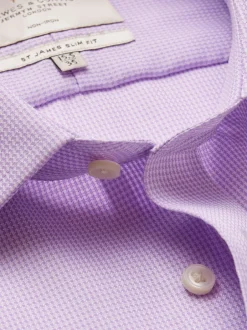 Hawes & Curtis Chemises étroites en dent de chien sans fer 100% coton Violet Sale