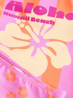 Next Hibiscus à rayures rose/orange - Ensemble de bain Sunsafe à manches courtes (3mois à10ans) Outlet