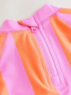 Next Hibiscus à rayures rose/orange - Ensemble de bain Sunsafe à manches courtes (3mois à10ans) Outlet