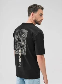 Next Hokusai noir - Coupe ample - T-shirt avec licence d’artiste