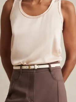 Reiss Hors blanc - Ceinture fine en cuir Holly Outlet