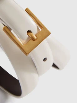 Reiss Hors blanc - Ceinture fine en cuir Holly Outlet