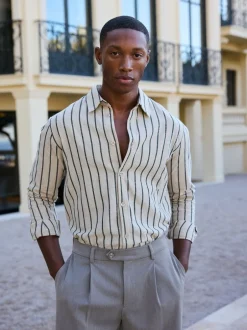 MAUVAIS Hors blanc - Chemise Bocelli à rayure manches longues Clearance