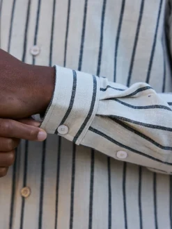 MAUVAIS Hors blanc - Chemise Bocelli à rayure manches longues Clearance