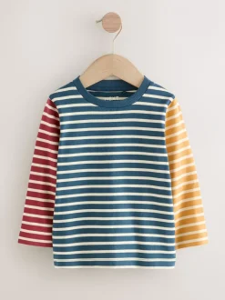 Next Hotchpotch bleu marine/blanc - T-shirt rayé à manches longues 100% coton (3mois-7ans) Sale