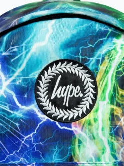 Hype . Sac à dos emblématique à motif éclair multicolore pour garçon bleu New