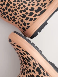 Next Impression animale brune - Bottes en caoutchouc resserrées New