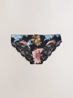 Next Impression florale noire - No VPL Lace Back Briefs 5 Pack Brésilien
