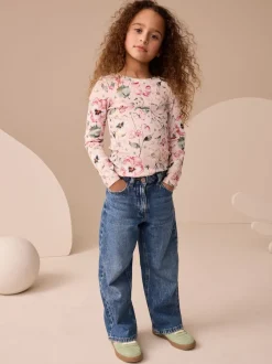 Next - T-shirts côtelés à manches longues Lot de 4 (3à16ans) Impression florale rose Outlet