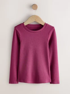 Next - T-shirts côtelés à manches longues Lot de 4 (3à16ans) Impression florale rose Outlet