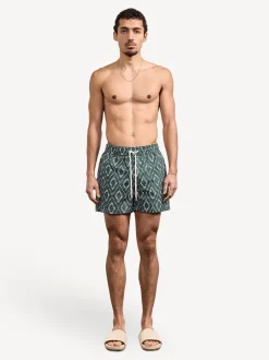 Frescobol Carioca Imprimé Angra en raphia Vert - Shorts de bain Rio Best
