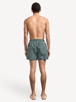 Frescobol Carioca Imprimé Angra en raphia Vert - Shorts de bain Rio Best