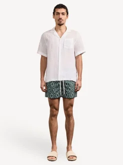 Frescobol Carioca Imprimé Angra en raphia Vert - Shorts de bain Rio Best