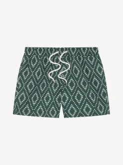 Frescobol Carioca Imprimé Angra en raphia Vert - Shorts de bain Rio Best