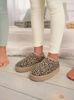 Next Imprimé animal - Flatform Shoot Fleece Lined Slippers Discount