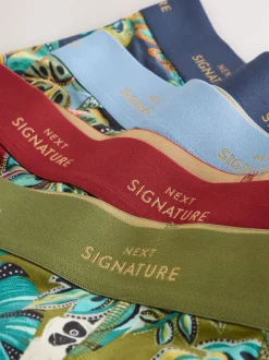 Next Imprimé Animal feuilles Vert/Bleu - Lot de 4 boxers Signature en coton majoritaire Sale