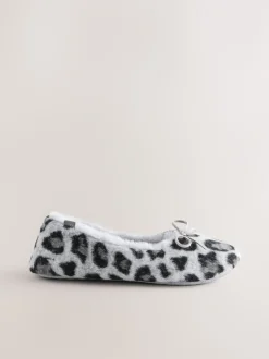 Next Imprimé animal gris - Chaussons plats Ballerina Discount