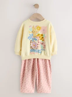Next - Ensemble Sweat-shirt et jogging Coupe ballon (3mois -7ans) Imprimé animal jaune Discount