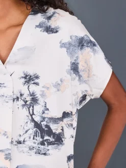 Next Imprimé bateau abstrait - Chemisier Manchester court Col en V New