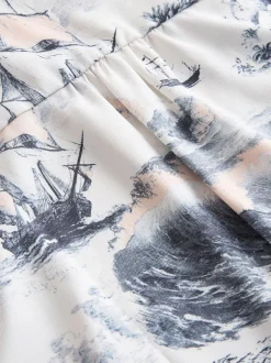 Next Imprimé bateau abstrait - Chemisier Manchester court Col en V New