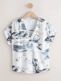 Next Imprimé bateau abstrait - Chemisier Manchester court Col en V New