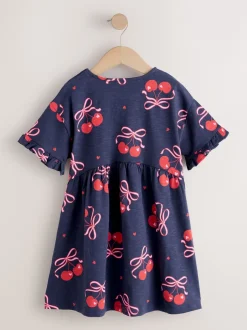 Next Imprimé cerise bleu marine - Manches courtes Jersey Robe (3-16yrs) Sale