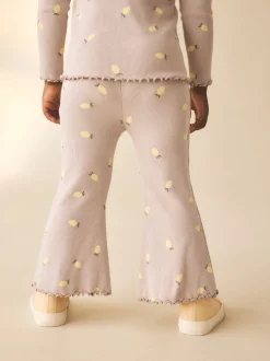 Next - Leggings évasés à côtes (3mths-7yrs) Imprimé citron neutre Outlet