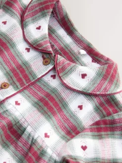 Next Imprimé cœur rouge/vert - Pyjama Bouton à travers tissé (9mths-12yrs) Outlet