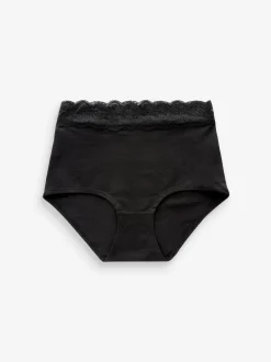 Next - Lot de 4 culottes en coton et dentelle Imprimé cœurs noir/rose Online