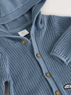 Next Imprimé dinosaures bleu marine brodé - Cardigan à capuche en maille bébé (0 mois-2 ans)