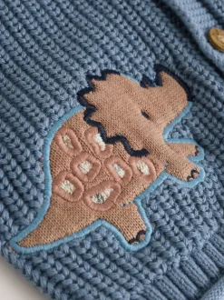 Next Imprimé dinosaures bleu marine brodé - Cardigan à capuche en maille bébé (0 mois-2 ans)