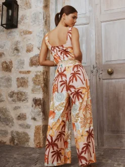 Next Imprimé fleuri rose - Combinaison en jersey à col carré et jambe large Best