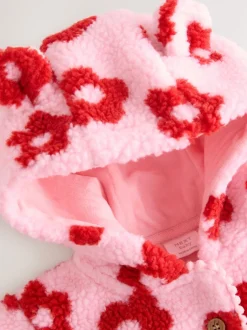 Next Imprimé fleuri rose sur l’ensemble - Veste bébé à capuche en peau lainée (0mois2ans) New